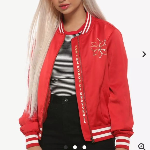 XL Red Satin Jacket with Gold Lettering - Picture 2 of 10